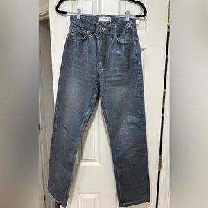 Topshop Holographic Foil Dad Jeans